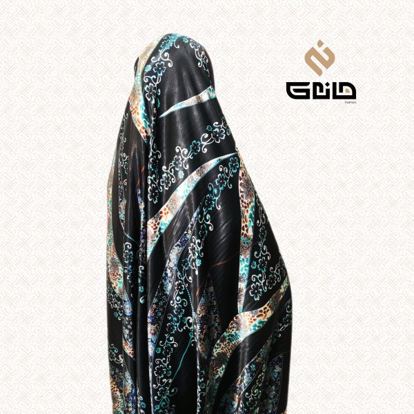 قواره چادری ژاکارد پشت کرپ زمینه مشکی