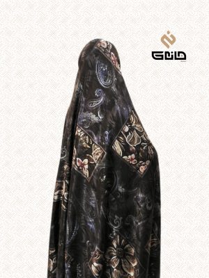 قواره چادر ژاکارد ابریشم زمینه تیره