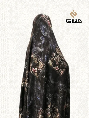 قواره چادر ژاکارد ابریشم زمینه تیره